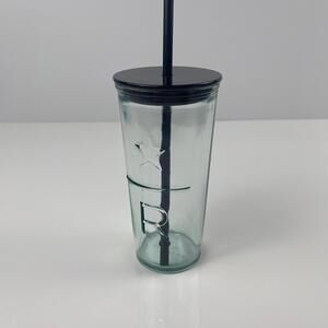 Stylish Starbucks Clear Glass Tumbler with Black Lid & Straw